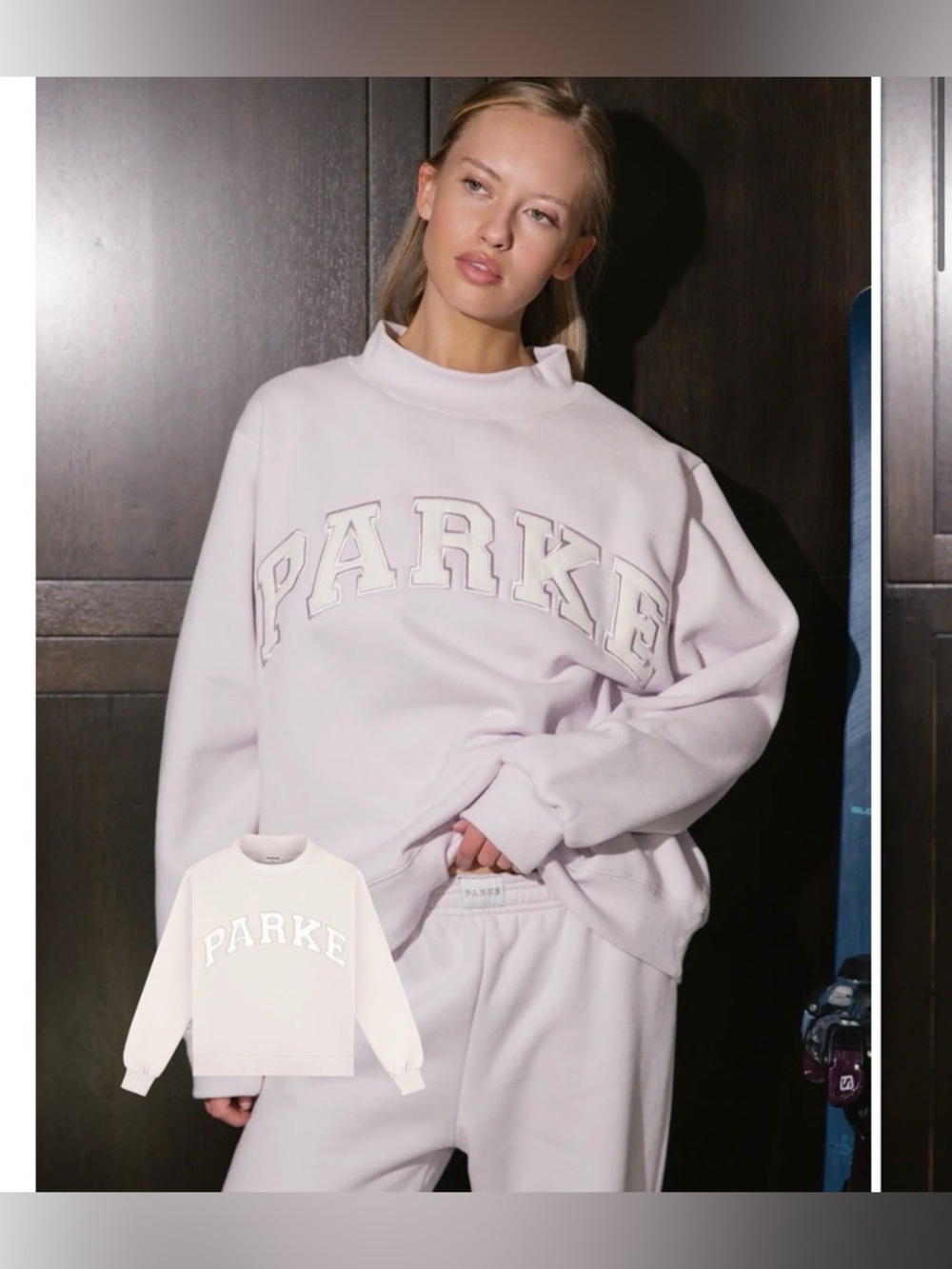 FINAL SALE PARKE SOLD OUT Varsity Mockneck Lilac + White - Picture 3 of 10